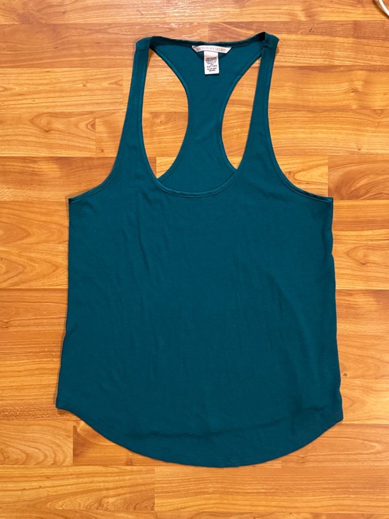 Victoria's Secret Retired Ribbed Sleep Teal Racerback Tank Xs Like New